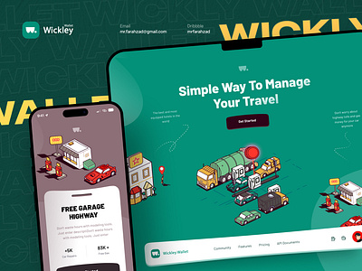 Wickley Wallet 💳 - Travel Management app booking design gas highway hotel illustration manage travel travel management trend ui uidesign uiux wallet web