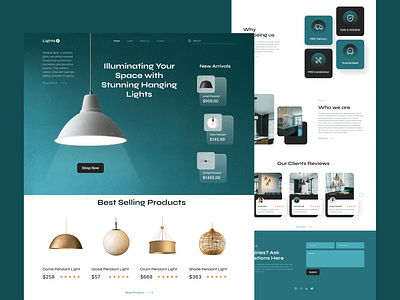 Lights - hanging Lights Landing Page design landing page product design ui uiux uiux design user experience design user interface design ux