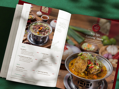 Nyai Rasa Restaurant - Menu Book art baba book chinese culture design graphic design green heritage illustration indonesia java layout menu nyonya peranakan red restaurant vintage