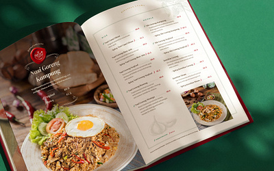 Nyai Rasa Restaurant - Menu Book art baba book chinese culture design graphic design green heritage indonesia java layout menu nasi goreng nyonya peranakan red restaurant restaurant menu vintage