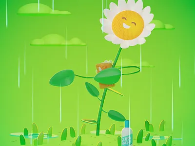 Flower Shower 3D version 3d after effects animation blender character design illustration loop