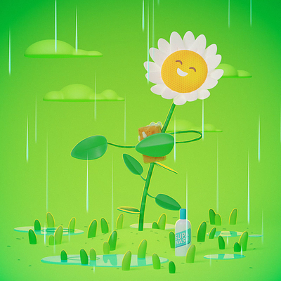Flower Shower 3D version 3d after effects animation blender character design illustration loop