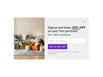 Day 16 >Daily Ui Challenge dailyui discount email popup submission ui