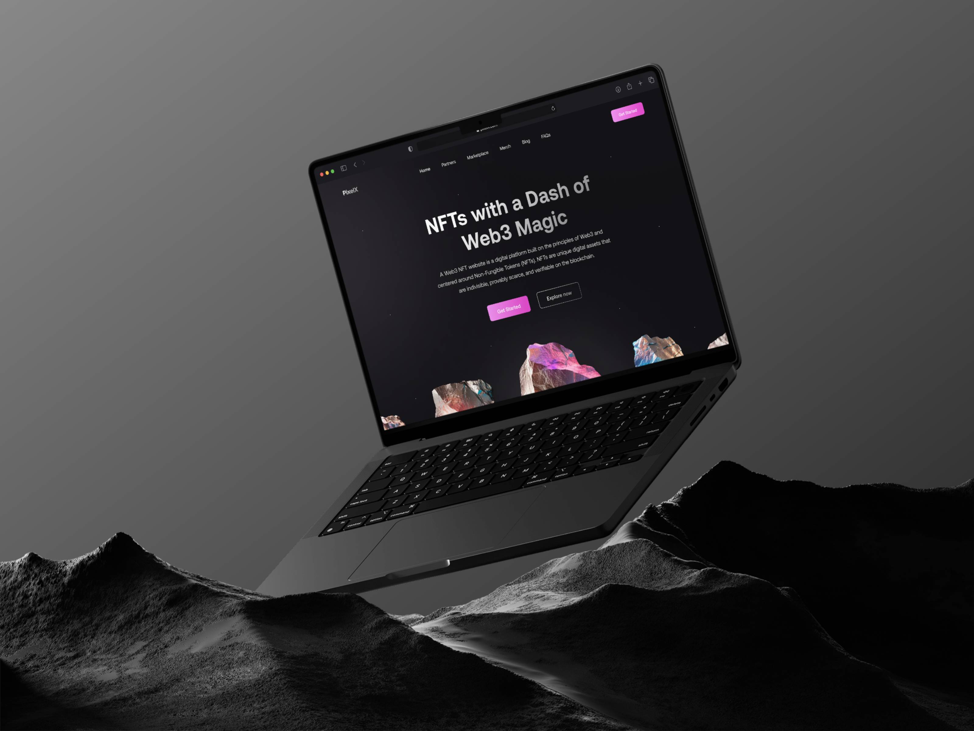 PixelX - A Web3 NFT Marketplace Concept💰💕 3d animation bitcoin blockchain crypto cryptocurrency design figma landing page motion graphics nft app nft marketplace token ui uidesign uiux ux web3 website website design