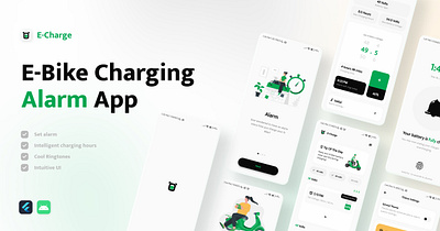 E-Charge | E-bike charging Alarm App alarm android app charging e bike e charge figma flutter minimalist mobile ui