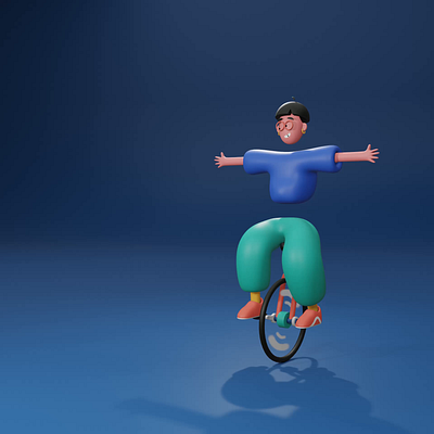 the office clown 3D 3d animation balance blender character circus clown unicycle