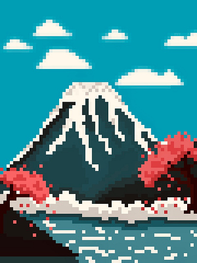 Mount Fuji aesthetic animation design graphic design illustration japanese pixelart vector