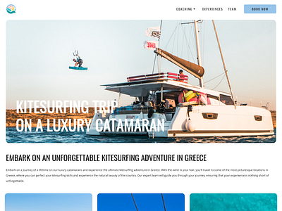 Windy Quests Kitesurfing Trips Greece boat branding catamaran clean concept cruise design development greece kiteboarding kitesurf landing page logo luxury minimal summer trips ui vacation web