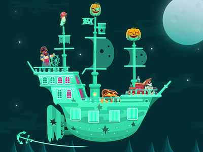 Yo-Ho-Ho! Creepy Halloween To Everyone! animation creepy graphic design halloween holiday illustration motion graphics pirate pumpkin ship