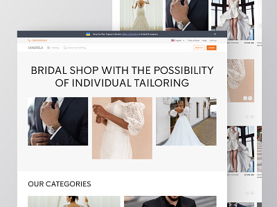Sandrela - E-commerce bridal shop design e commerce intetnet shop minimal orange shop store ui ux web