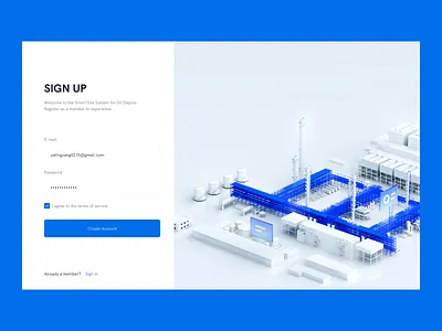 Smart Site System x Login Page 3d banner blue c4d clean interface landing page login page plant ui uiux ux web website