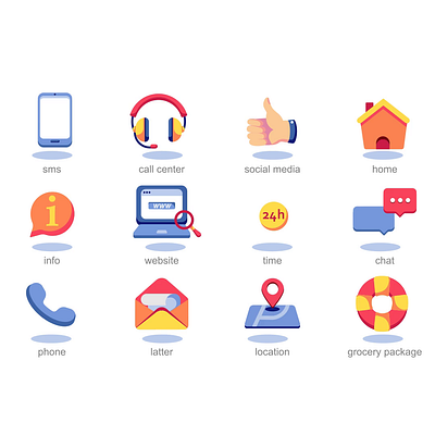 Contact Us icons 2d access animation communication connection contact design engage feedback flat icons illustration interaction message motion reachout support