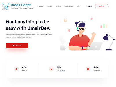 Landing Page Design for VPN Industry 🚀 digitaldesign dribbledesign modernui techinterface umairdevdesign userexperience vpninterface vpnwebdesign webdesign weblayout