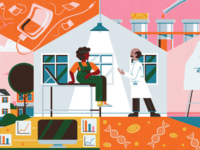 Genentech colour design editorial illustration illustration medicine pharma print science
