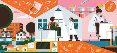 Genentech colour design editorial illustration illustration medicine pharma print science