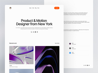 Amberite — Sleek Portfolio Framer Template blog creative dark framer grid light modern orange personal portfolio shop showcase simple sleek template ui ux web website work