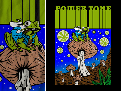 illustration frog mushroom and psychedelic band cartoon drawing frog illustration marijuana merchandise mushroom poster print stoner weed