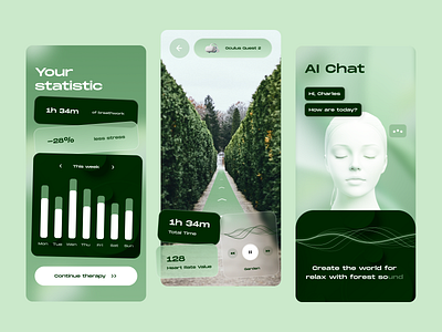 Virtual Reality Therapy Platform ai app application design immersive meditation mental health mobile platform statistics ui ux virtual reality vr