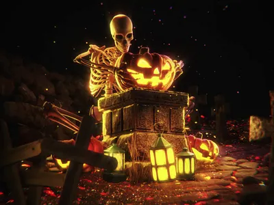 Spooky Jack O'Lantern 3d agency animation bat blender concept design halloween holiday jack olantern lamp modern monster render skeleton spooky top trend trick or treat yellow