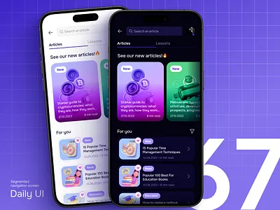 Daily UI #67 - Segmented navigation screen app artickles app article articles dailyui design education interface ios learning learning app mobile mobile app nav navigation news news app ui uiux ux