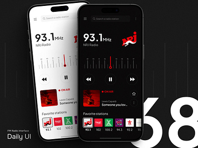 Daily UI #68 - FM Radio interface app dailyui dark design fm fm radio interface ios mobile mobile app player radio radio app radio interface radio mobile radio screen radio ui ui uiux ux