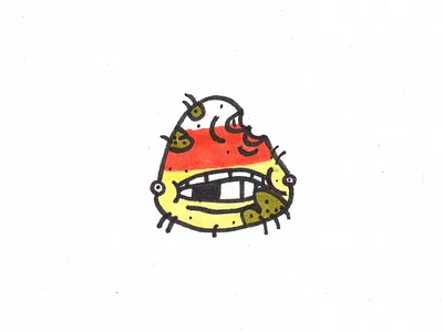 1 Years Old Today bitten candy candy corn character drawing food gross halloween happy birthday illustration markers moldy old pen quirky smile weird