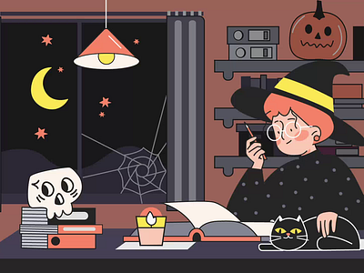 Halloween / Study animation book cat ghost girl graphic design halloween illustration pumpkin study вектор векторнаяиллюстрация иллюстрация праздник рисунок учеба хэ хэллоуин