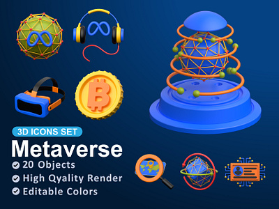 Metaverse 3D icon ✨ metaverse metaverse object rotate technology