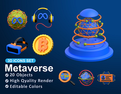 Metaverse 3D icon ✨ metaverse metaverse object rotate technology