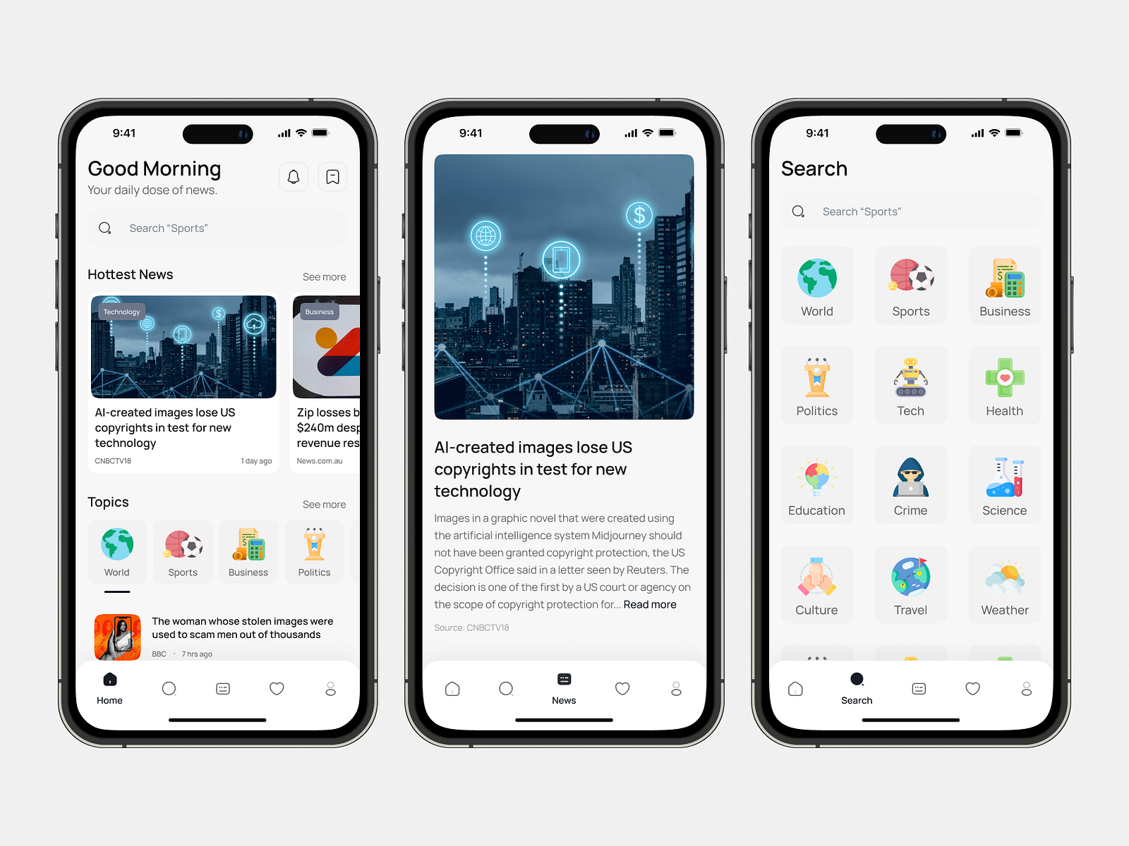 News app ui ux design by Sahil Mondal (AlphaCrease Creations) on Dribbble