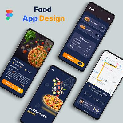 Food Mobile App android design beautiful pizza best food shop burger app dark foody figme app food mockup food ui design ios app mobile app design pizza food app prototyping user experience user interface wireframes xd design