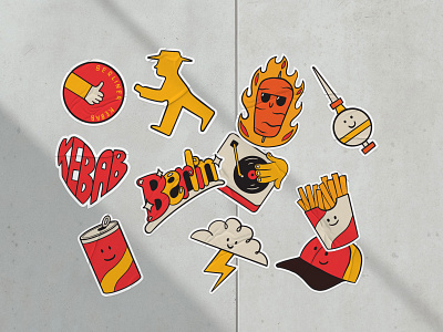 Stickers - Berlibab badge branding design fast food fries graphic design illustration logo stickers street food typography vector