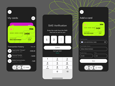 My Cards / Verification / Add a Card app app design cards design finance mobile mobile app mobile application mobile design ui ui ux ux