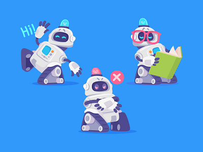 Robot character design flat illustration robot