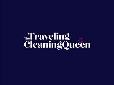 The Traveling Cleaning Queen (Case Study) apron bag branding bubbles car cleaning cleaning queen crown design logo magenta pink purple queen soap tote bag towel traveling white yellow