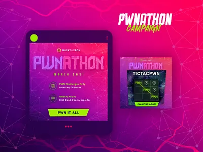 Pwnathon | Campaign HTB 2021 | Social Media branding campaign challenge cyber cybersecurity daily ui design gamified gaming graphic design hacking instagram learning post pwn pwnathon social media