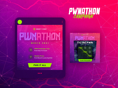Pwnathon | Campaign HTB 2021 | Social Media branding campaign challenge cyber cybersecurity daily ui design gamified gaming graphic design hacking instagram learning post pwn pwnathon social media