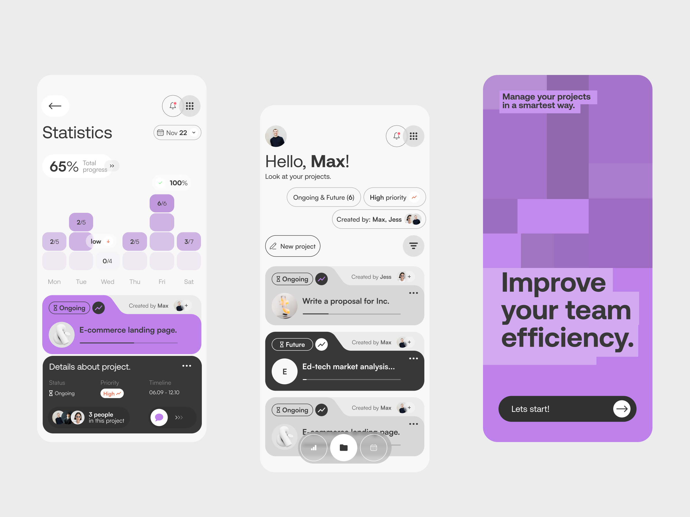 Project Management Mobile App by Sam Halpert for Awsmd on Dribbble