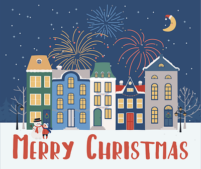 Christmas night christmas graphic design illustration postcard vector winter