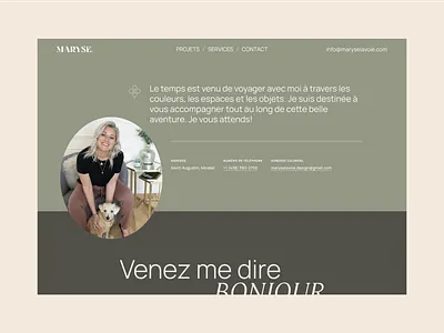 Maryse Website - Contact Page branding contact contact page desktop flower green grey interior design interior designer maryse ui ui design website