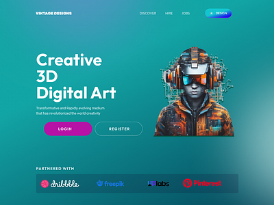 DIGITAL ART WEBSITE 3d cool websites design digital art figma graphic design landingpage ui ui ux web design website
