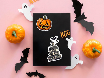 Custom Stickers Design | Halloween branding design ghost graphic design illustration pumpkin sticker vector