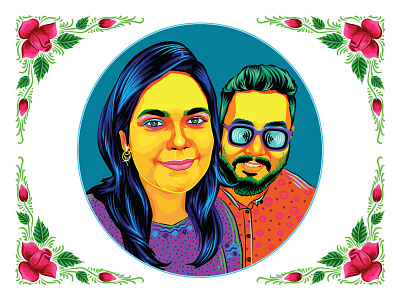 Vector Portrait bangla cinema bangladesh bangladeshi art c g painting colourful illustration couple digital painting floral design flower design folk art graphic design illustration lover pop art rickshaw painting style rose t h tonmoy urban folk art vector illustration vector portrait