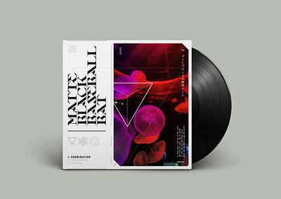 Album Art - MBBB - "I: GERMINATION" album art black geometric graphic design layout matte mockup pink red typography vinyl white