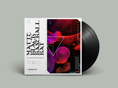 Album Art - MBBB - "I: GERMINATION" album art black geometric graphic design layout matte mockup pink red typography vinyl white