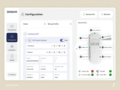 Zendar.io - Dashboard Radar branding car clean dashboard design figma interface ui ux
