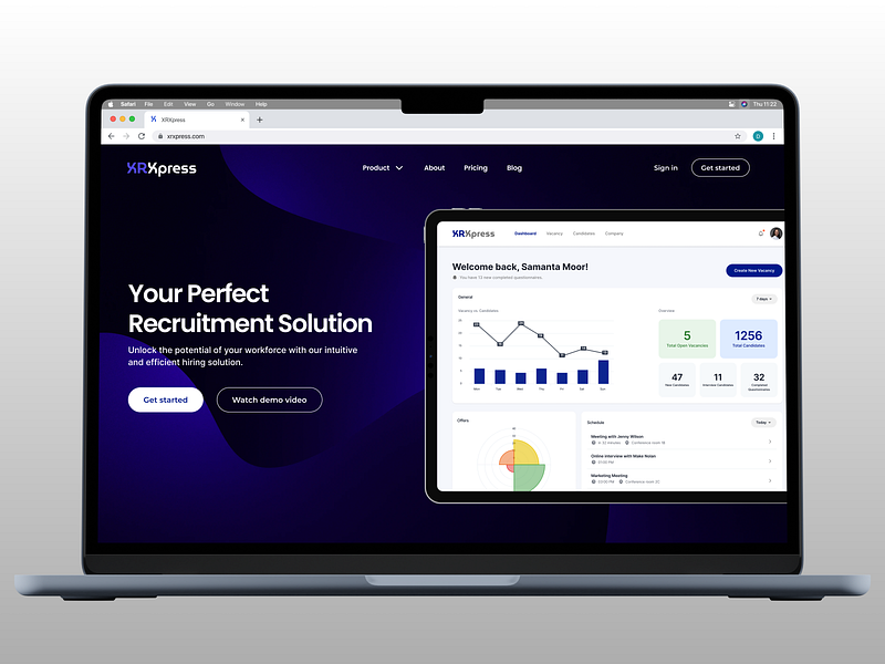 HRXpress: MVP vacancy screening app agency design desktop hiring hr landing main page management minimal product ui ui design ux web app web design web site