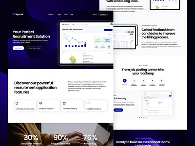 HRXpress: MVP vacancy screening app | Landing page design agency animation animation website app design hiring landing page main page minimal product product page ui ui design uiux ux web web app web design web site website