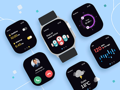 Intuitive Smartwatch UI Designs black ui smartwatch smartwatch ui ui ui design