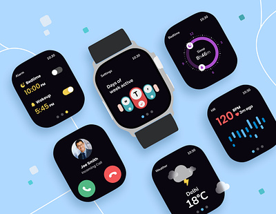 Intuitive Smartwatch UI Designs black ui smartwatch smartwatch ui ui ui design